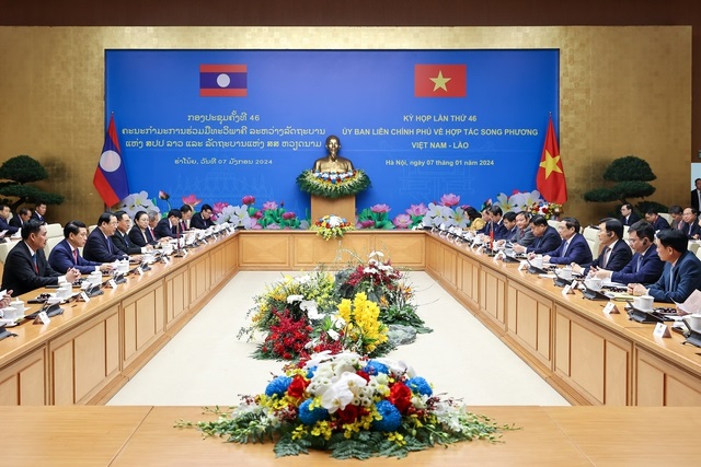 Thủ tướng Phạm Minh Chính và Thủ tướng Lào đồng chủ trì kỳ họp lần thứ 46 Ủy ban liên Chính phủ về hợp tác song phương
