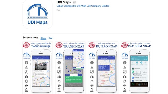 Biết điểm ngập nước qua ứng dụng UDI Maps