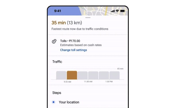 Google Maps bổ sung tính năng tính phí đường bộ, xem biển báo giao thông
