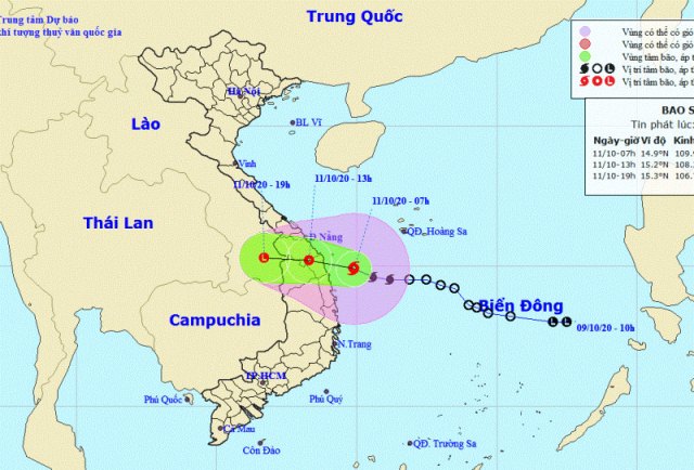Trưa nay, bão giật cấp 8 vào Quảng Nam đến Bình Định